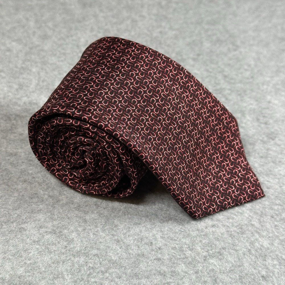 TailorByrd Silk Tie Black Red Horseshoe Pattern Classic Mens Necktie 59x2.9in